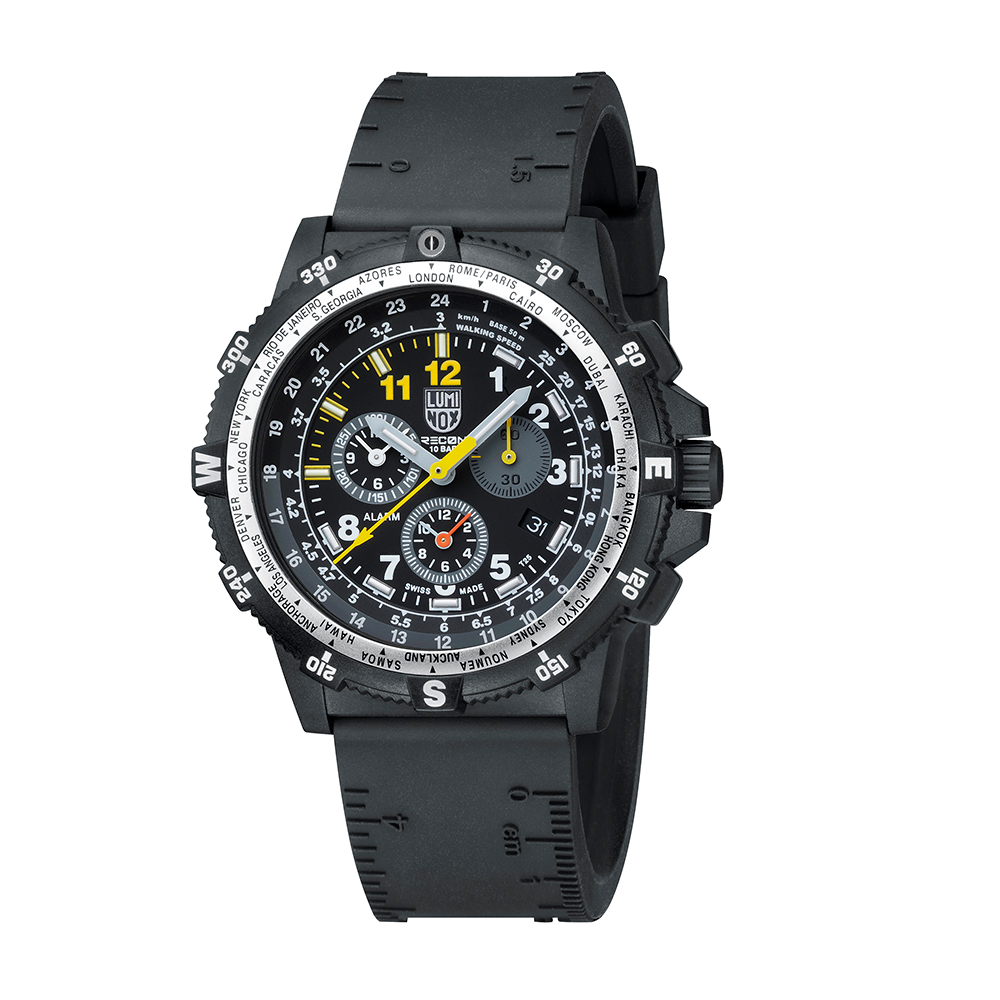 LUMINOX 雷明時特殊偵察RECON藍寶水晶三眼鬧鈴腕錶