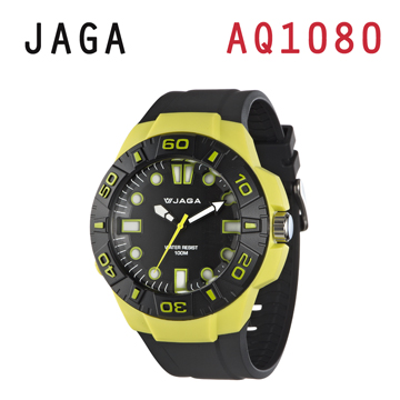 JAGA AQ1080-F 亮彩冷光防水指針錶-綠