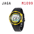JAGA M1099-AK繽紛耀眼多彩多功能電子錶-黑黃