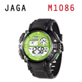 JAGA 捷卡 M1086-AF 時尚休閒運動 多功能電子錶-黑綠