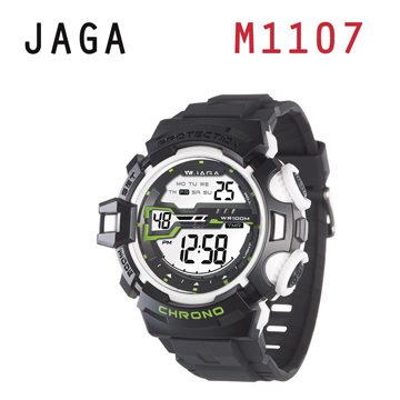 JAGA 捷卡 M1107-AD 鋼鐵戰士 多功能電子錶-黑白