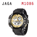 JAGA 捷卡 M1086-AL 時尚休閒運動 多功能電子錶-黑金