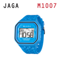 JAGA 捷卡 M1007-E 方形時尚休閒錶 多功能電子錶-藍