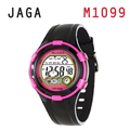 JAGA M1099-AG繽紛耀眼多彩多功能電子錶-黑粉