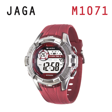 JAGA M1071-GG抗震帥氣多功能電子錶-紅色