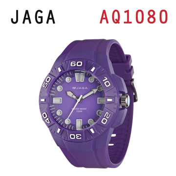 JAGA AQ1080-J 亮彩冷光防水指針錶-紫