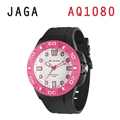 JAGA AQ1080-AG 亮彩冷光防水指針錶-黑粉