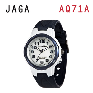 JAGA AQ71-E 色彩繽紛夜光防水指針錶-藍