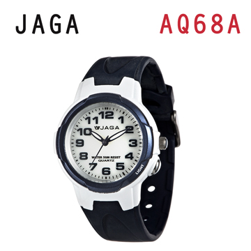 JAGA AQ68-E 色彩繽紛夜光防水指針錶-藍