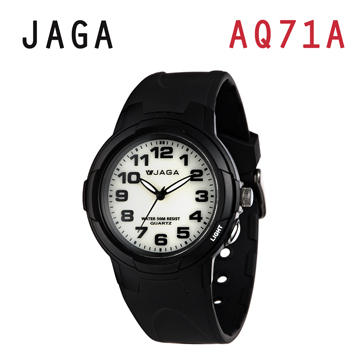 JAGA AQ71-A 色彩繽紛夜光防水指針錶-黑