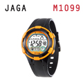 JAGA M1099-AI繽紛耀眼多彩多功能電子錶-黑橙