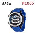 JAGA M1065-E運動流線多功能電子錶-藍色
