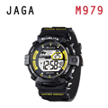 JAGA M979-AK 粗礦豪邁多功能電子錶-黑黃