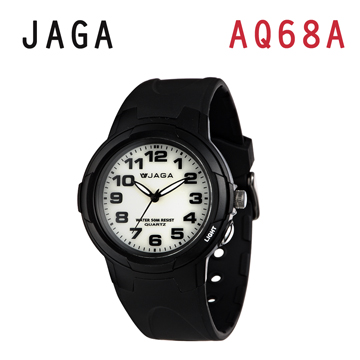 JAGA AQ68-A 色彩繽紛夜光防水指針錶-黑