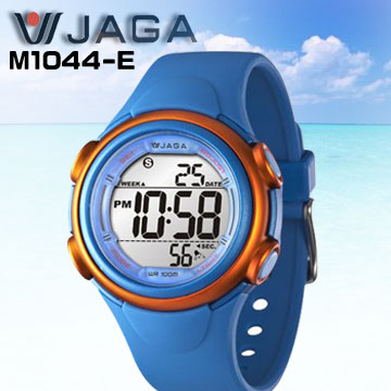 JAGA M1044-E色彩繽紛時尚多功能電子錶-藍