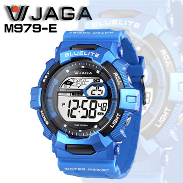 JAGA M979-E粗礦豪邁多功能電子錶-藍