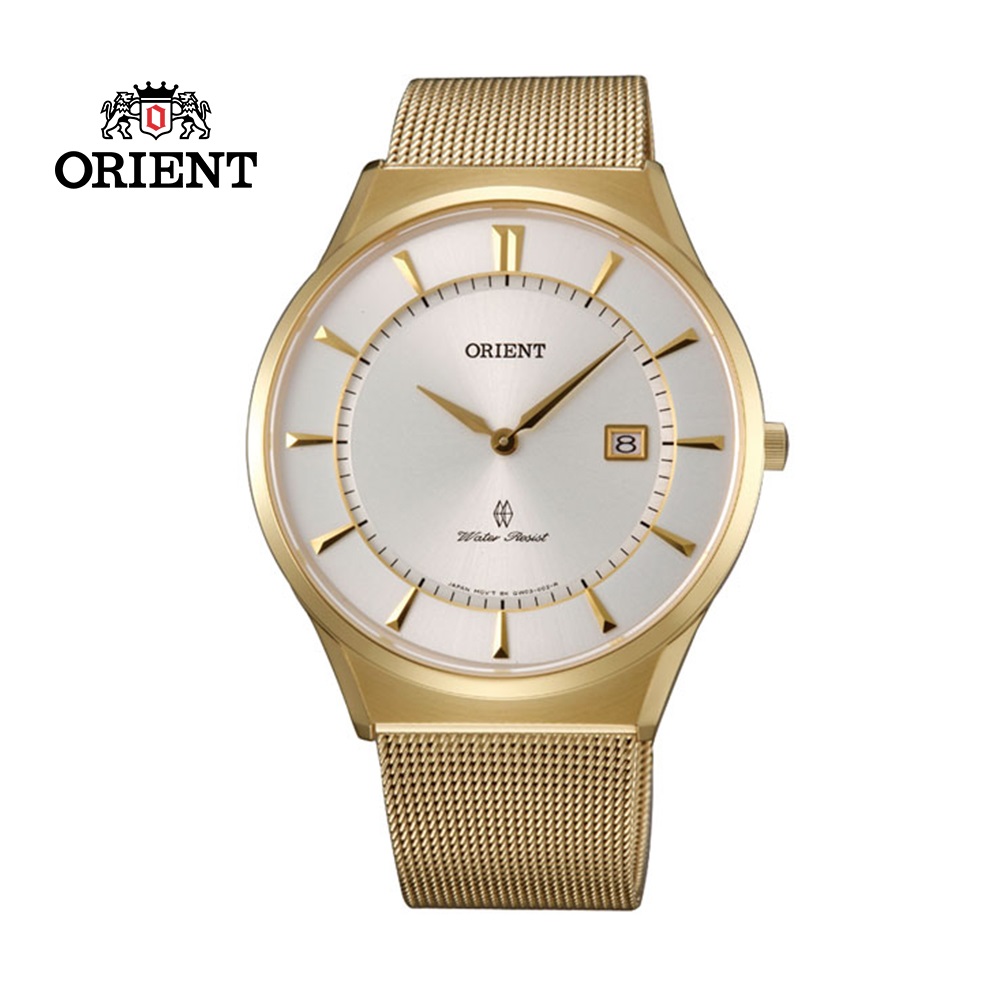 ORIENT 東方錶 SLIM系列 超薄時尚簡約藍寶石鏡面石英錶 米蘭帶 FGW03003W 金色 - 39mm
