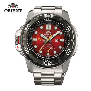 ORIENT 東方錶 M-FORCE FOR AIR DIVING系列 200m潛水機械錶 鋼帶款 SEL06001H 紅色 - 47mm