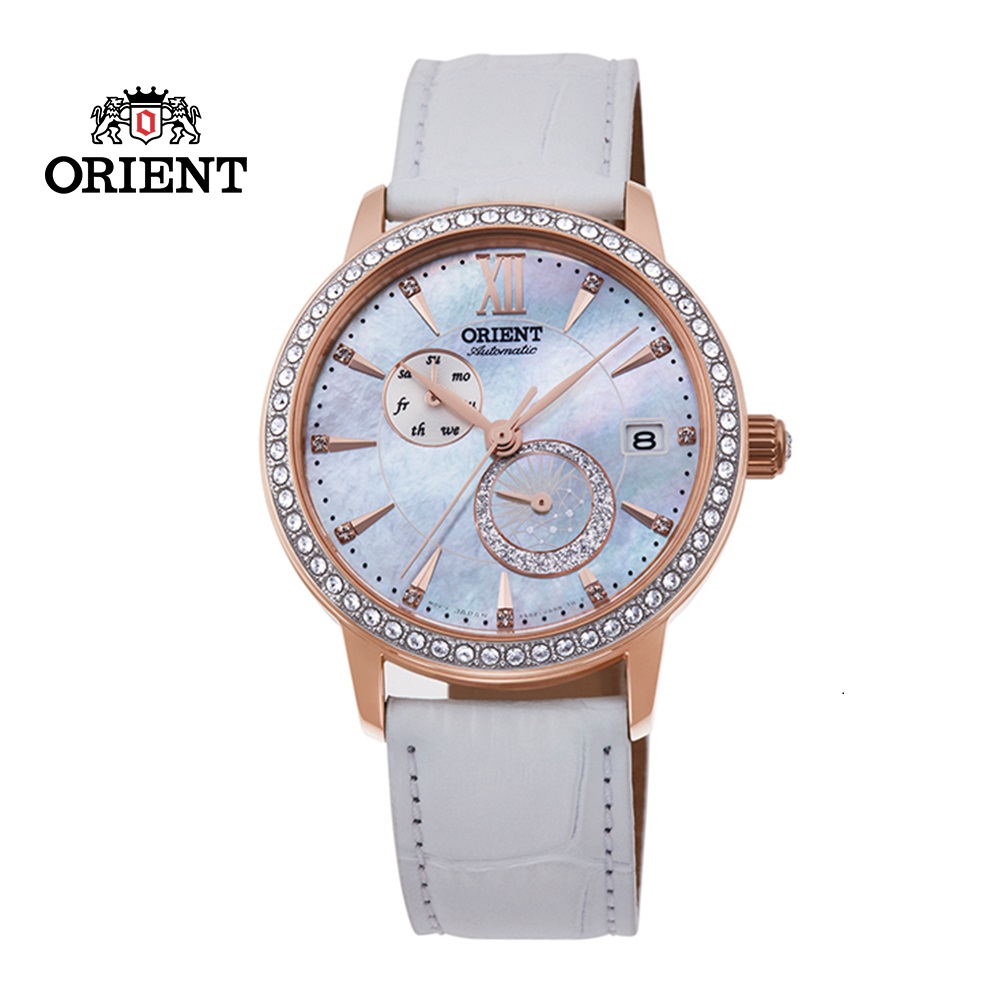 ORIENT 東方錶 ELEGANT系列 璀璨星辰日月相機械錶 皮帶款 RA-AK0004A 珍珠白 - 36.5mm
