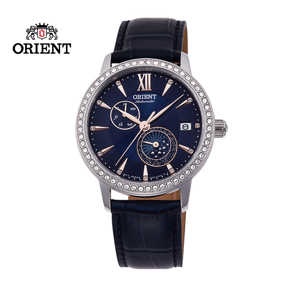 ORIENT 東方錶 ELEGANT系列 璀璨星辰日月相機械錶 皮帶款 RA-AK0006L 藍色 - 36.5mm