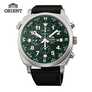 ORIENT 東方錶 東方霸王專業方位判定石英錶 皮帶款 FTT17004F 綠色 - 45.5mm