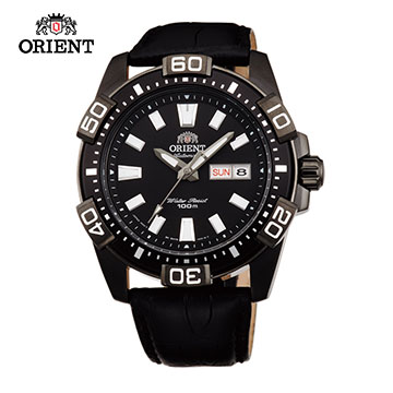 ORIENT 東方錶 WATER RESISTANT 100m系列 Marine運動機械錶 皮帶款 FEM7R004B 黑色 - 45.5mm