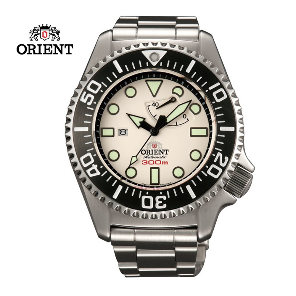 ORIENT 東方錶 GAS- DIVING系列 300m專業潛水機械錶 鋼帶款 SEL02003W 白色 - 45.7 mm