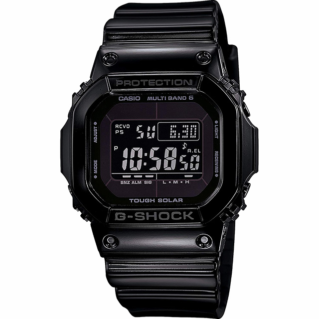 CASIO 卡西歐 G-SHOCK Grossy Black 太陽能電波電子錶-黑 GW-M5610BB-1JF