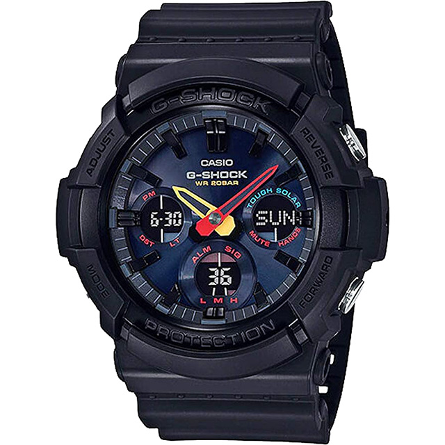 CASIO 卡西歐 G-SHOCK 東京街頭態度霓虹太陽能手錶 GAS-100BMC-1A