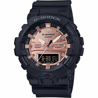 CASIO 卡西歐 G-SHOCK 特別版玩色雙顯手錶-霧黑x玫瑰金 GA-800MMC-1A