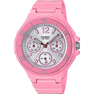 CASIO 漂亮寶貝運動潛水風造型女錶-銀灰X桃紅(LRW-250H-4A3)