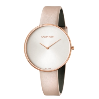 Calvin Klein CK優雅月光粉色皮帶腕錶(K8Y236Z6)42mm