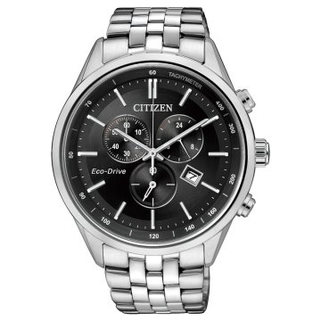CITIZEN 都會紳士雅痞 型男計時光動能腕錶/黑面*銀 AT2140-55E