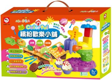 3Q小麥黏土:Colorful 繽紛歡樂小舖(冰棒+甜甜圈+棒棒糖)(內附小麥黏土6色+1台魔法冰棒製造機+DIY教學手冊+19個工具配件)