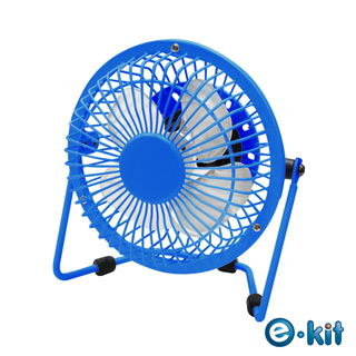 逸奇 e-kit USB金屬復古桌上型小風扇 UF-2032-藍色款