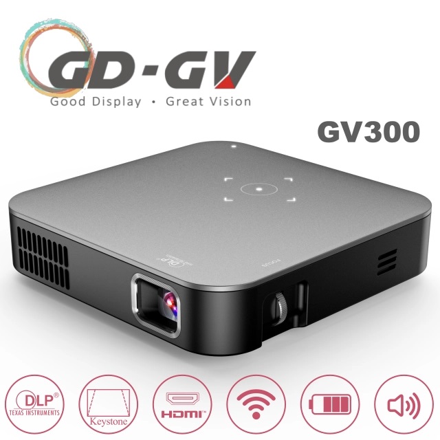 ★玩轉好食光★❖光軸偏移省腳架 WiFi熱點好操作❖GD · GV 無線微型高亮投影機 GV300(霧面灰)附贈HDMI線