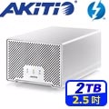 AKiTiO 迷你雷霆金牛座 D3 2.5吋 Thunderbolt/USB3.0 2bay 硬碟外接盒(1TBx2)