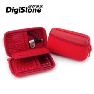DigiStone 3C多功能炫彩防震硬殼收納包【牛津布】適2.5吋硬碟/行動電源/記憶卡/3C【特大版型】- 紅色