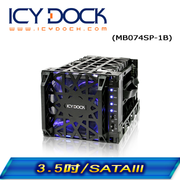 ICY DOCK 3.5” SATA硬碟 四轉三 熱插拔酷冷硬碟抽取盒 ( MB074SP-1B )