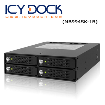 ICY DOCK 4 x 2.5" SATA/SAS HDD/SSD 鑰匙鎖 硬碟抽取盒 (MB994SK-1B)