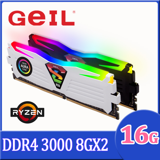 GeIL D4 AMD極光同步系列-RGB Sync 16GB(8GX2)3000Mhz 桌上型電腦記憶體