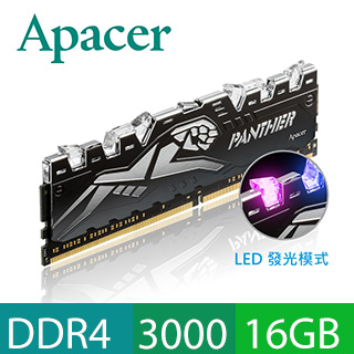 Apacer 宇瞻 PANTHER RAGE DDR4 3000 16GB 黑豹桌上型RGB發光電競記憶(8GBx2)
