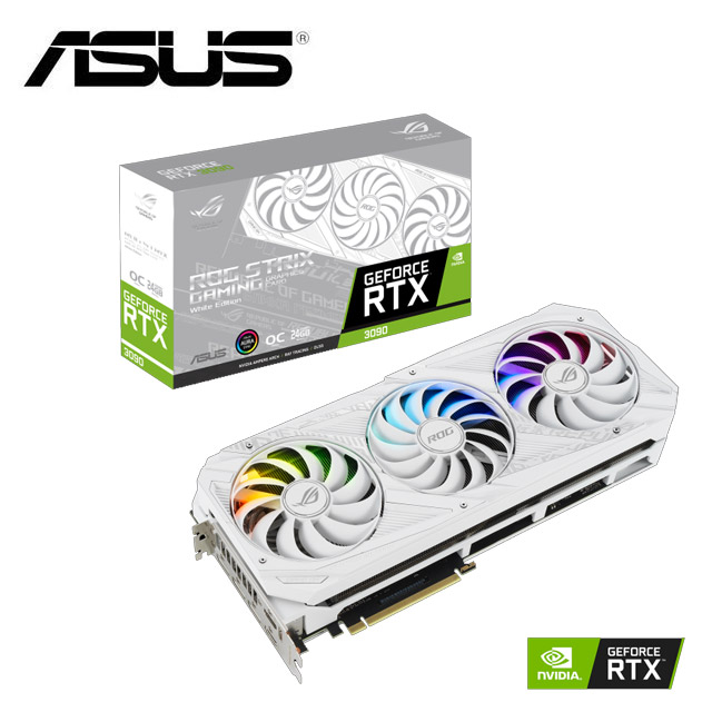 華碩 ASUS ROG Strix GeForce RTX™ 3090 O24G WHITE GAMING 潮競白 顯示卡