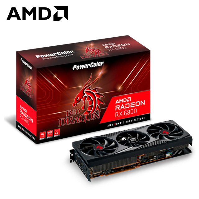 撼訊RX 6800 Red Dragon OC LED 16G GDDR6 256bit顯示卡