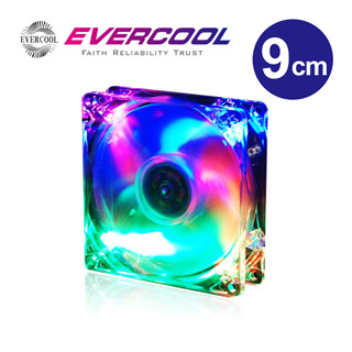 EVERCOOL勁冷超頻家族 9公分LED燈系統風扇(紅藍黃綠四色燈)