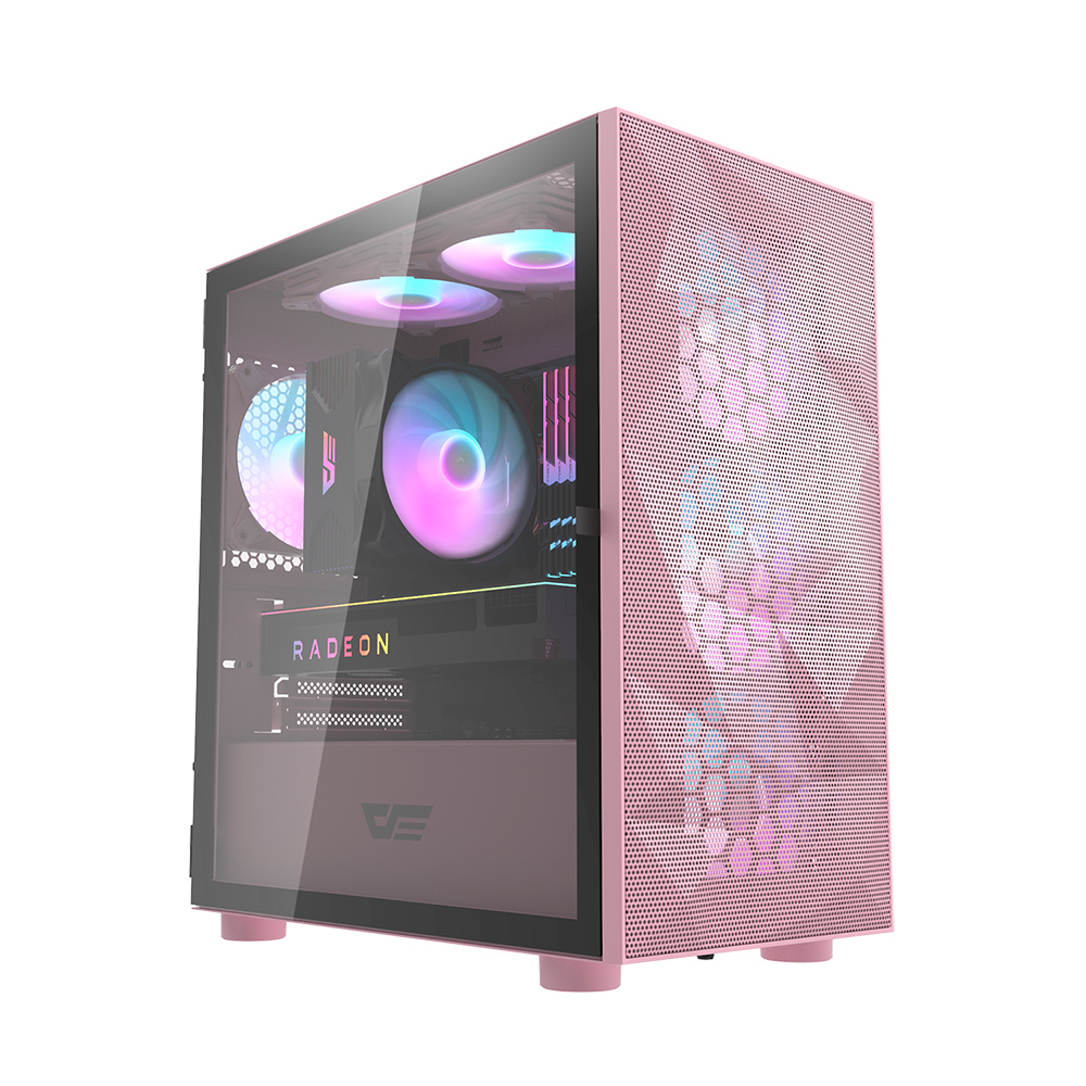 darkFlash DLM21 Mesh M-ATX 電腦機殼/機箱 鐵網版-粉色(不含風扇) – DF01-0026