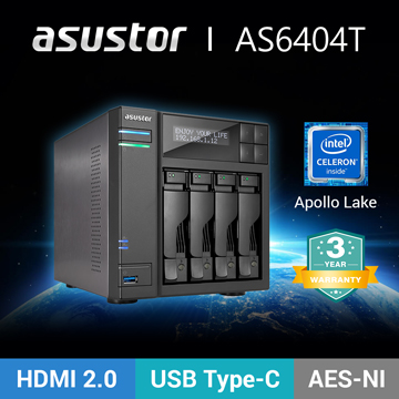 asustor 華芸科技 AS-6404T NAS (4Bay/Intel/8GB) 網路儲存伺服器(不含硬碟)