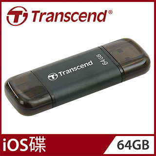 【Transcend 創見】64GB JetDrive Go 300 iOS OTG雙頭隨身碟-魔幻黑(iPhone/iPad適用)