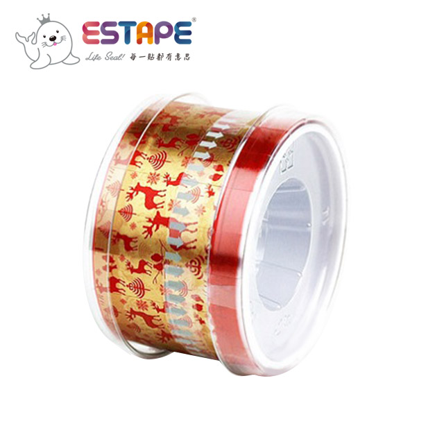 【王佳Seal King】易撕貼ESTAPE (抽取式OPP膠帶/繽紛版金底紅鹿)