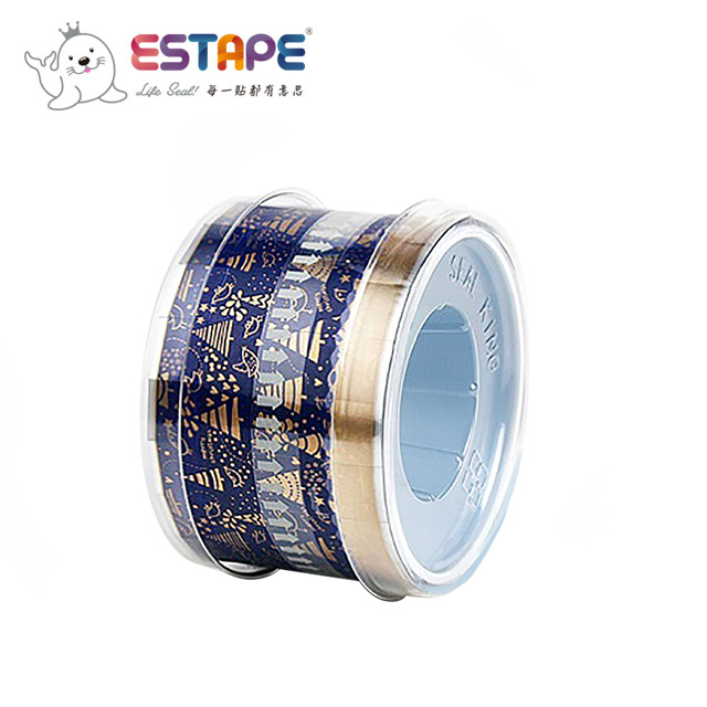 【王佳Seal King】易撕貼ESTAPE (抽取式OPP膠帶/繽紛版藍金)